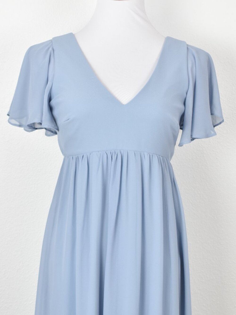 Birdy Grey HANNAH Dusty Blue Chiffon Flutter Sleeve Dress - XS - Picture 2 of 10